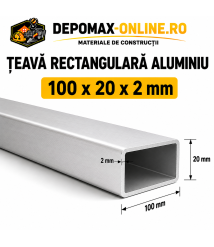 Teava rectangulara aluminiu 100 x 20 x 2 mm, 6 metri (EN AW-6060) Teava rectangulara aluminiu 100 x 20 x 2 mm, 6 metri (EN AW-6060)